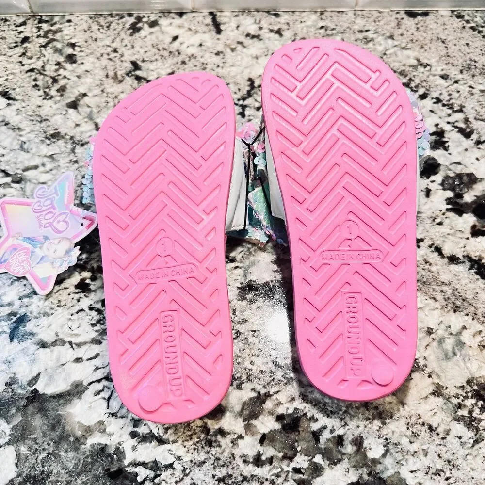 JoJo Siwa Crushed Glitter Slide Sandal Pink with Signature Bow
